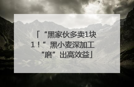 “黑家伙多卖1块1！”黑小麦深加工“磨”出高效益