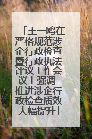 王一鸥在严格规范涉企行政检查暨行政执法评议工作会议上强调 推进涉企行政检查质效大幅提升