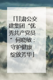 甘肃公交建集团“优秀共产党员”何晓敏：守护健康 绽放芳华