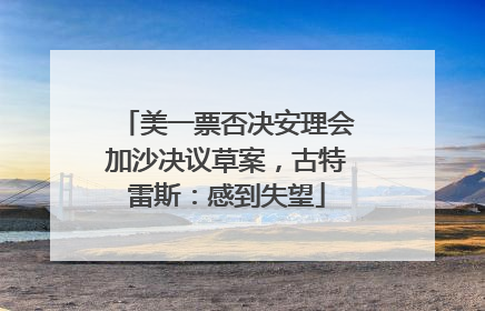 美一票否决安理会加沙决议草案，古特雷斯：感到失望
