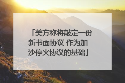 美方称将敲定一份新书面协议 作为加沙停火协议的基础