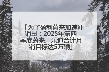 为了盈利蔚来加速冲销量：2025年第四季度蔚来、乐道合计月销目标达5万辆