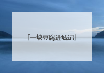一块豆腐进城记