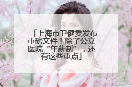 上海市卫健委发布重磅文件！除了公立医院“年薪制”，还有这些重点