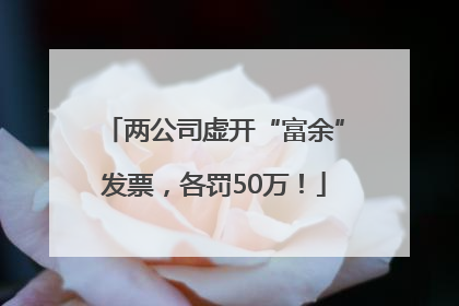两公司虚开“富余”发票，各罚50万！