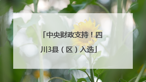 中央财政支持！四川3县（区）入选