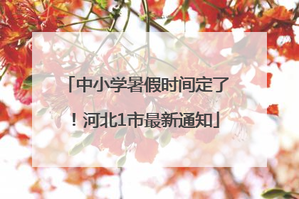 中小学暑假时间定了！河北1市最新通知