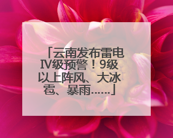 云南发布雷电Ⅳ级预警！9级以上阵风、大冰雹、暴雨……