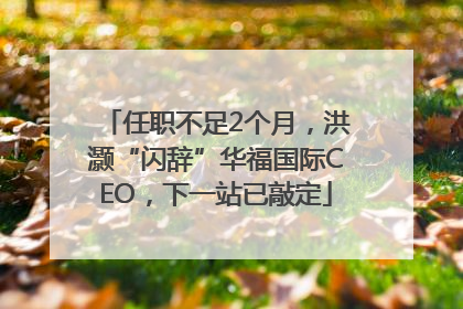 任职不足2个月，洪灏“闪辞”华福国际CEO，下一站已敲定