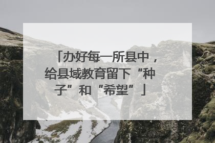 办好每一所县中，给县域教育留下“种子”和“希望”