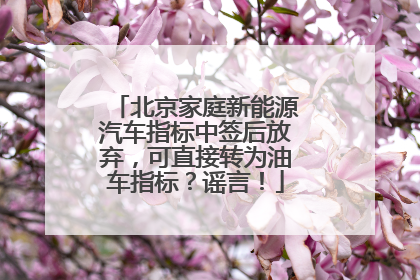 北京家庭新能源汽车指标中签后放弃，可直接转为油车指标？谣言！