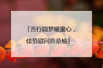 善行圆梦暖童心，佳节慰问喜桑榆