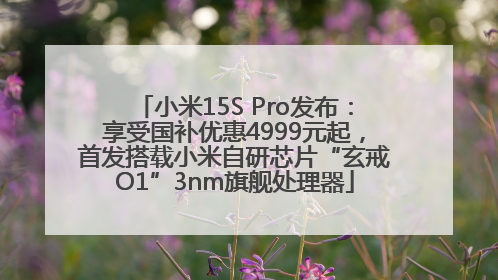 小米15S Pro发布：享受国补优惠4999元起，首发搭载小米自研芯片“玄戒O1”3nm旗舰处理器