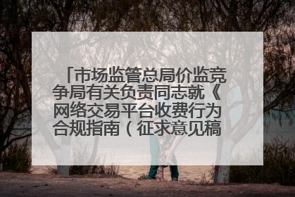 市场监管总局价监竞争局有关负责同志就《网络交易平台收费行为合规指南（征求意见稿）》答记者问