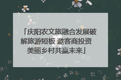 庆阳农文旅融合发展破解旅游短板 邀客商投资美丽乡村共赢未来