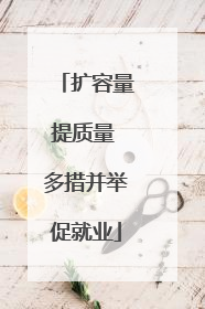 扩容量提质量 多措并举促就业