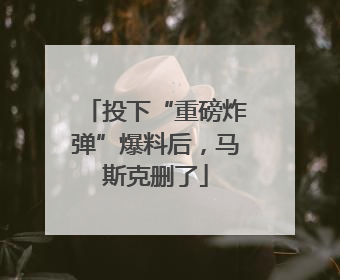 投下“重磅炸弹”爆料后，马斯克删了