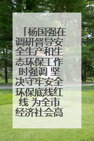 杨国强在调研督导安全生产和生态环保工作时强调 坚决守牢安全环保底线红线 为全市经济社会高质量发展提供坚强保障