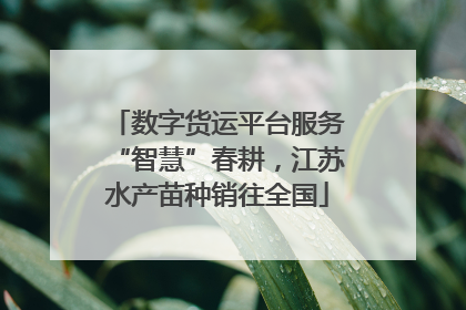 数字货运平台服务“智慧”春耕，江苏水产苗种销往全国