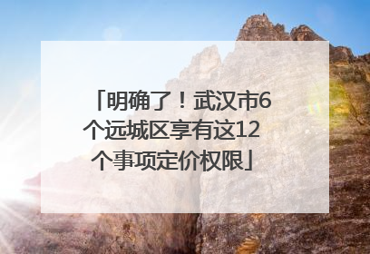 明确了！武汉市6个远城区享有这12个事项定价权限