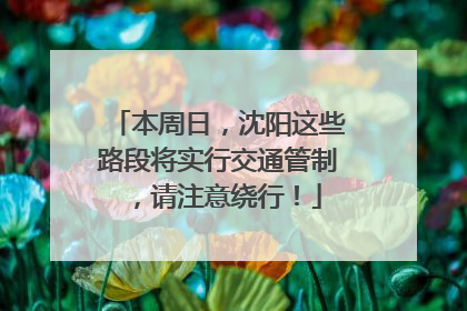 本周日，沈阳这些路段将实行交通管制，请注意绕行！