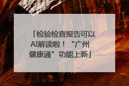 检验检查报告可以AI解读啦！“广州健康通”功能上新