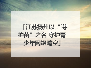 江苏扬州以“i芽护苗”之名 守护青少年网络晴空