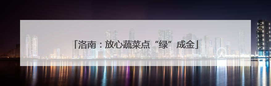 洛南：放心蔬菜点“绿”成金