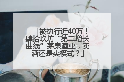 被执行近40万！肆拾玖坊“第二增长曲线”茅泉酒业，卖酒还是卖模式？