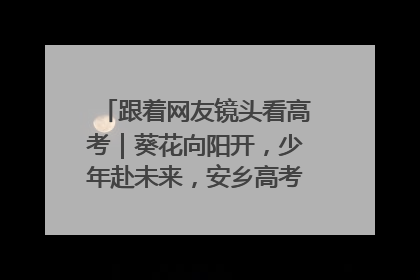 跟着网友镜头看高考｜葵花向阳开，少年赴未来，安乡高考首日的希望图景