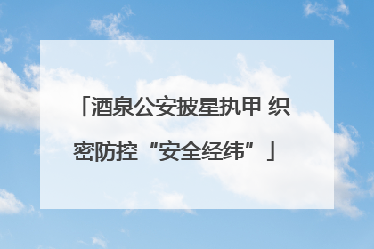 酒泉公安披星执甲 织密防控“安全经纬”