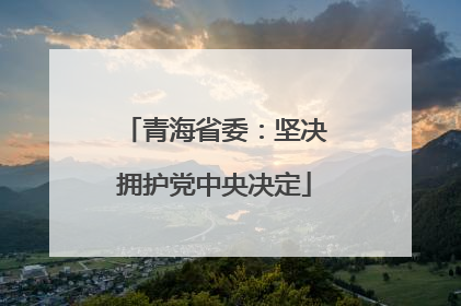 青海省委：坚决拥护党中央决定