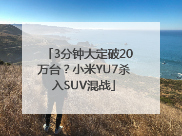3分钟大定破20万台？小米YU7杀入SUV混战